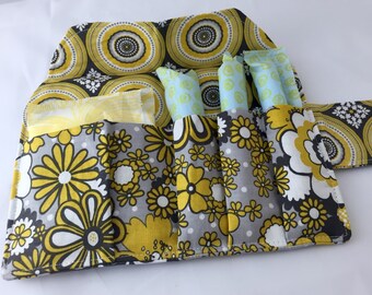 Privacy Pouch - Yellow Tampon Holder - Tampon Case - Tampon Bag - Sanitary Pad Pouch - Sanitary Pad Case - Riley Blake Parisian Main Yellow