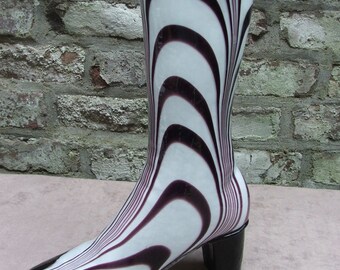 Mid Century Jahrgang marmoriert Carlo Moretti Aubergine und weiße Vase Murano Italien