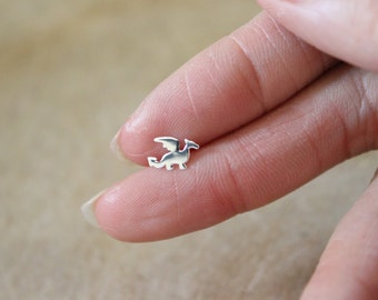 Dragon Cartilage earring, silver cartilage earring, cartilage stud, Origami jewelry mutiple holes Dinosaur cartilage earring, jurassic park