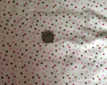 Polka dot flannel, pink flannel fabric, polka dot fabric
