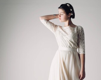 Lace wedding top, Long sleeve wedding dress, Lace top, Bridal separates, Wedding top, Wedding separates, Boho wedding dress, lace blouse