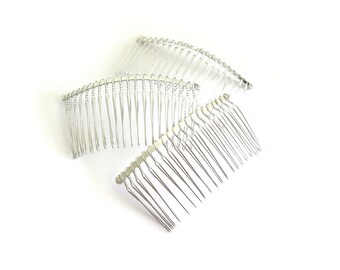 Silver Hair Combs - 38mm wide, 77mm long