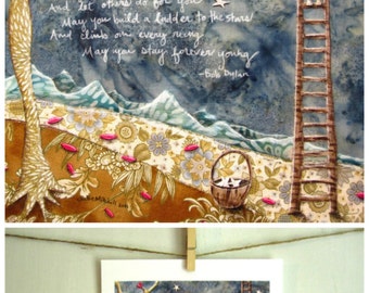 Forever young, nursery decor, Bob Dylan lyrics, baby shower gift, new baby girl, shellieartist, archival reproduction print 8.5 x 11