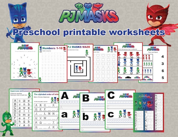 instand dl pj masks preschool printable worksheets package