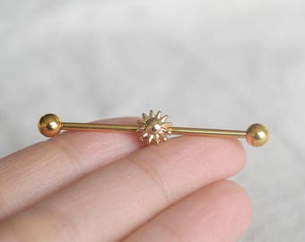 sun industrial barbell,industrial barbell,rocker friendship earrings