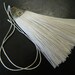 80MM White Polyester Tassels Pendant With Silver Alloy Tibetan Cap Finding - Premium Large White Pendant Tassels - 1 Per Order