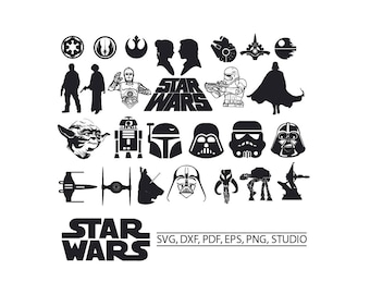 Star Wars SVG Star Wars Clipart SVG Star wars for Silhouette Cameo or Cricut Star wars vector darth vader yoda kylo ren storm trooper r2d