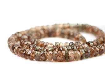Andalusite Micro Faceted Rondelles 5 Brown Pink Sheen Semi Precious Gemstone