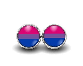 Bisexual Pride Flag Earrings, LGBT, Awareness, Sexuality, Bisexual Earrings, Pride Flag Jewelry, LGBT Pride Jewelry
