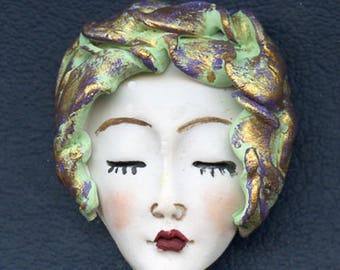NEW ! OOAK Polymer Clay One of a kind Detailed White Face with Textured Hat GTAH 2