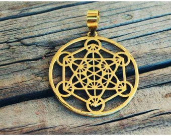 Metatron cube Pendant Sacred Geometry Pendant Yoga jewelry Brass pendant