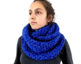 Snood mottled blue oversized wool