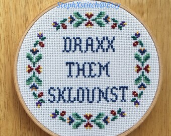 PATTERN Draxx Them Sklounst Subversive Funny Cross Stitch Pop Culture Instant Download .PDF