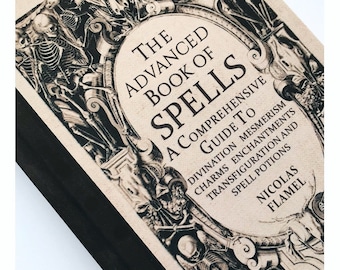 Harry Potter Inspired A5 Hardback Notebook. The Advanced Book of Spells by Nicolas Flamel. Magic Journal Blank Lined Paper Inside.