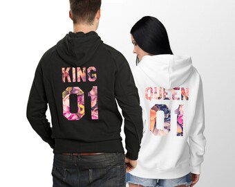 King Queen Hoodies, Couples Hoodies, Couples Hoodie, Set of 2 Couple Hoodies, King Queen 01 Hoodies, Matching Hoodies, UNISEX