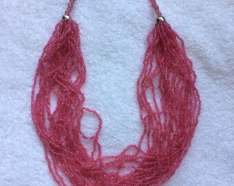 Pink Multi-strand Beaded Necklace