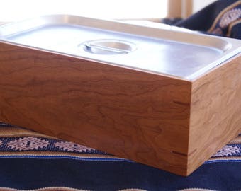 Solid Cherry Kitchen Compost Bin