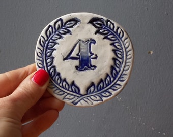Custom House Number / Home decor / Door Number / Door Decor / Vintage decor / Door Plaque / Numerals / Blue sign / Door Sign