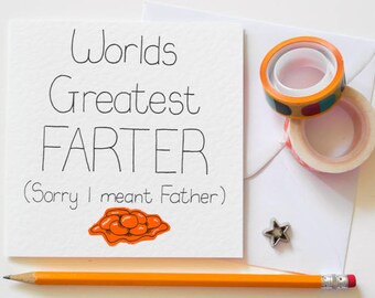 World's Best Farter (sorry I meant Father) Father's Day card, Funny Dad Birthday card, Funny birthday card for Dad, Unique card for Dad