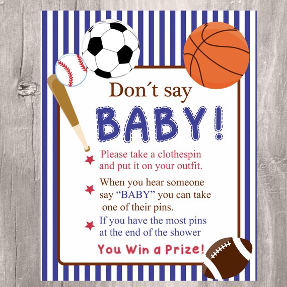 Baby Shower Game Don't Say Baby Printable Sports Baby