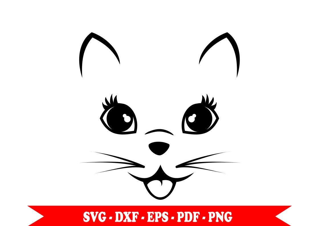 Download Cat svg, cat face outline kitty svg, clip art in SVG ...