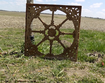 18.5 x 18.5 Cast Iron Ornamental Grate Panel German Architectural Salvage b, Register Cover, Architectural Salvage Grate, Vent