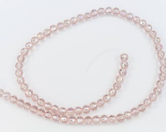 16" Strand 6mm Light Rose AB Faceted Round Bead #CHR015