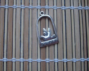1 silver metal bird cage charm