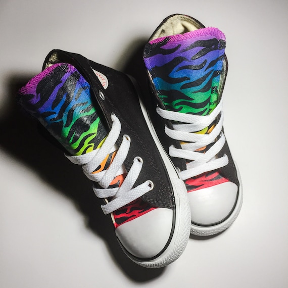Rainbow Zebra Print Custom Converse
