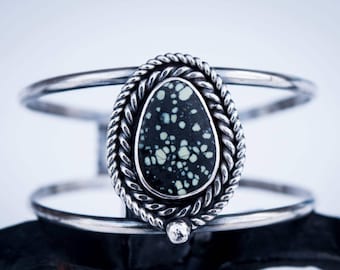 New Lander Turquoise Persephone Cuff in Silver OOAK Nevada
