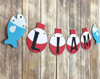 Fishing Bobber Name Banner, Fish Party, Birthday Decor, First Birthday, Photo Prop