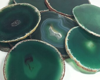 Drink Coasters -Green Natural Agate Drink Coasters -Natural stone Coasters- Coasters, Stone coasters,coasters-Agate Coasters-Green , emerald