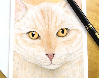 Orange Tabby Cat Card, Ginger Cat Card, Marmalade Cat Card, Orange Cat Watercolor Cat Card, Orange Marmalade Cat Orange Flame Point Cat Card