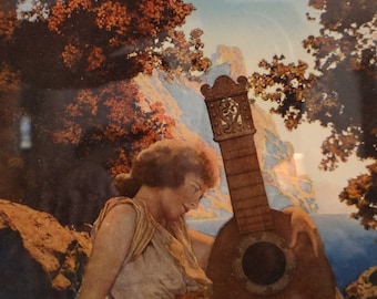 Original Maxfield Parrish Framed Print // The Lute Players // Reinthal and Newman NY