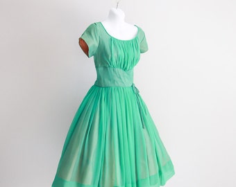 Sea Glass, Chiffon Party Dress, Custom Made- Sz S - M