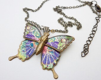 Vintage butterfly neckalce, nature jewellery, nature necklace, butterfly jewellery