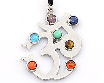 7 Chakra Pendant, Ohm Chakra Pendant, Om Charm, 7 Chakra Charm, Yoga Pendant, Yogi Charm, Yoga Teacher Pendant, Meditation Pendant (4-20)