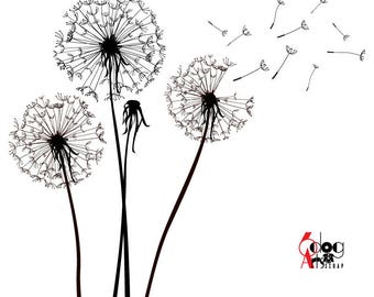 Dandelions Digital Cut Files SVG DXF Silhouette Cricut Printable Download Vinyl Wall Decal Cutting Iron On Transfer Screen Printing JB-921