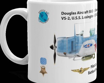 Medal of Honor Coffee Cup, 11 and 15oz. Lt. (j.g.) William Hall's SBD-3 Douglas "Dauntless" Dive Bomber.