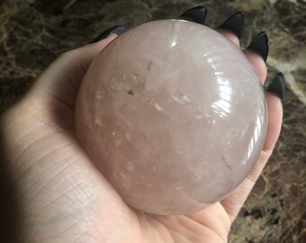 394g Rose Quartz Sphere, Rose Quartz Sphere Ball, Light Pink Rose Quartz Crystal, Rose Quartz Sphere, Large Rose Quartz Sphere #JX187
