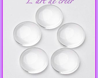 Set of 10 cabochons missing 14 mm transparent round glass