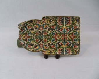 Paper Mache Snack Trays Set of 4 Decorative Pattern Luncheon 1950's