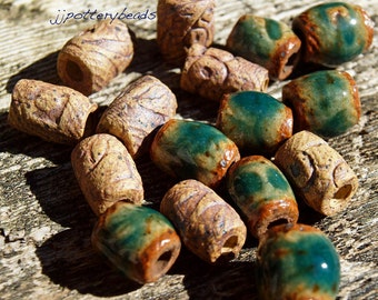 Beads, Handmade beads, Ceramic Beads, Stoneware beads, Beads with 3 to 4mm holes, Pottery beads, large hole beads