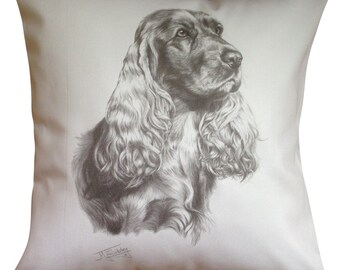 Cocker Spaniel MS Cotton Cushion Cover - Cream or White Cover - Gift Item