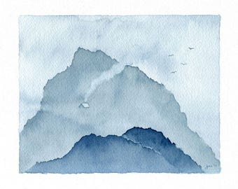 ORIGINAL House on the Mountain - Watercolor Painting