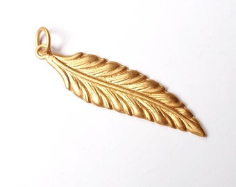 Gold Charm, Feather Charm, Feather Jewelry, Feather Pendant, Britanium Charm, Pewter, Pewter Charm, Silver Charm