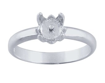 Sterling Silver 6mm Pearl Ring Mounting