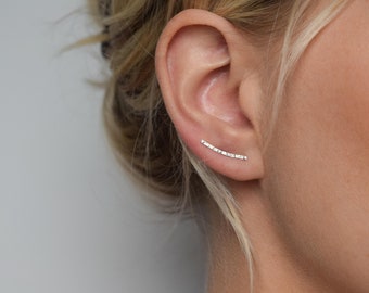 Ear Climber - Ear Crawler - Ear Cuff - Silver Ear Climber - Hammered Ear Climber - Hammered Earrings