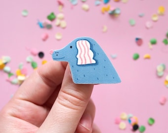 Dog Illustration Brooch made with Shrink Plastic, Handmade Dog Pin