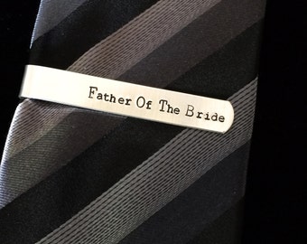 Father of the Bride Tie Bar Clip Aluminum Personalized Gift for Him - Father gift - Birthday - Wedding - Graduation - Ceremony